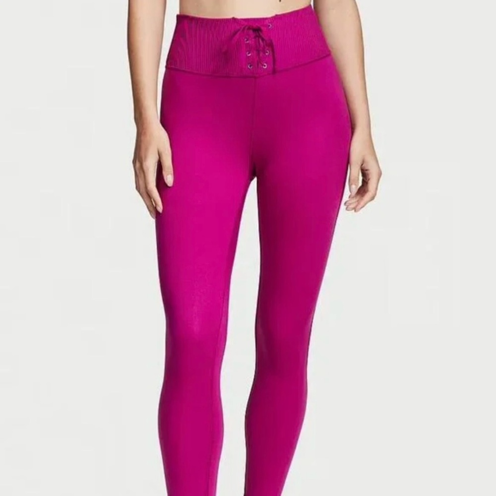 NWT Victoria’s Secret On Point Lace Up Leggings Pink Small